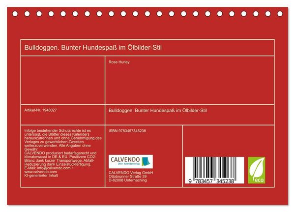 Produktbild: Bulldoggen. Bunter Hundespa&szlig; im &Ouml;lbilder-Stil (Tischkalender 2026 DIN A5 quer), CALVENDO Monatskalender