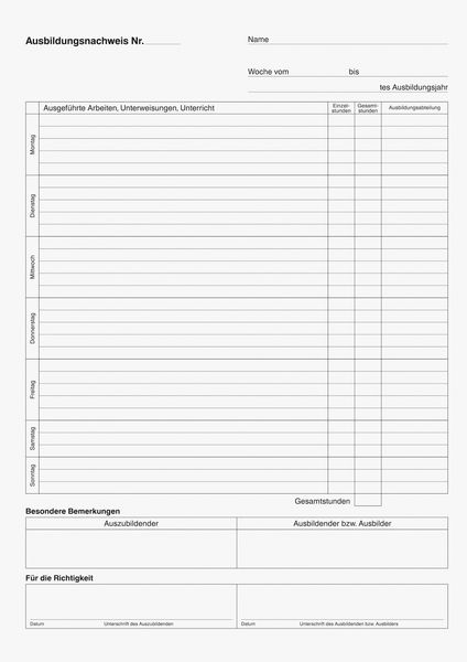 Produktbild: Brunnen Heft A4 Ausbildungsnachweis 1W/1S