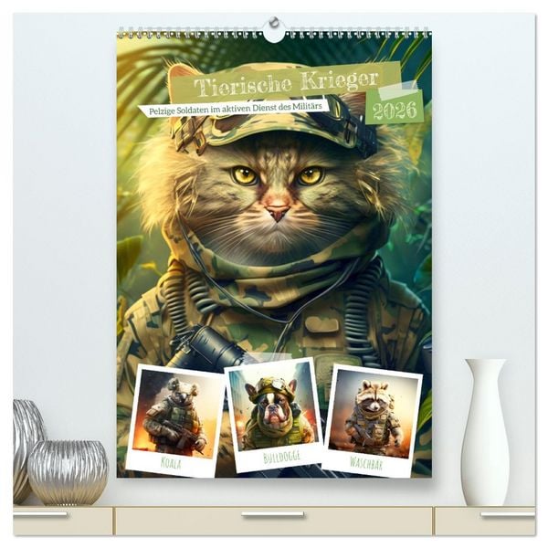 Produktbild: Tierische Krieger. Pelzige Soldaten im aktiven Dienst des Milit&auml;rs (hochwertiger Premium Wandkalender 2026 DIN A2 hoch), Kunstdruck in Hochglanz