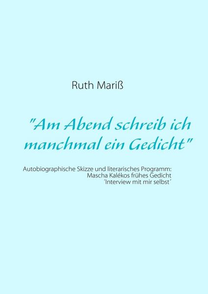Produktbild: 'Am Abend schreib ich manchmal ein Gedicht'