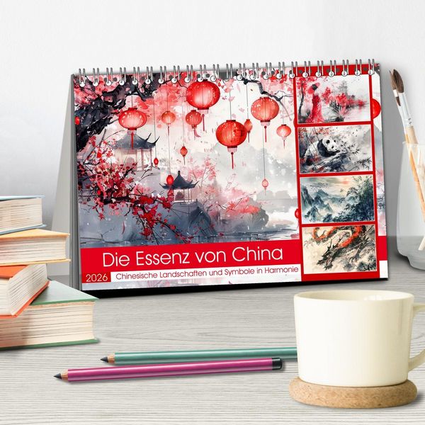 Produktbild: Die Essenz von China - Chinesische Landschaften und Symbole in Harmonie (Tischkalender 2026 DIN A5 quer), CALVENDO Monatskalender