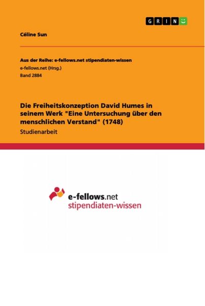 Produktbild: Die Freiheitskonzeption David Humes in seinem Werk "Eine Untersuchung &uuml;ber den menschlichen Verstand" (1748)