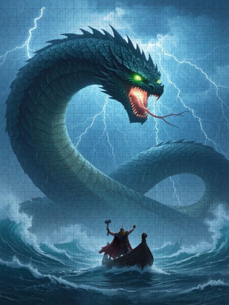 Produktbild: CALVENDO Puzzle J&ouml;rmungandr, weltumspannende Midgardschlange | 1000 Teile Lege-Gr&ouml;&szlig;e 64x48cm Foto-Puzzle f&uuml;r gl&uuml;ckliche Stunden