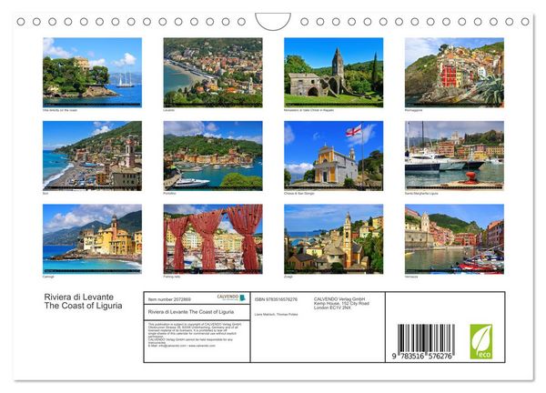 Produktbild: Riviera di Levante The Coast of Liguria (Wall Calendar 2026 DIN A4 landscape), CALVENDO 12 Month Wall Calendar