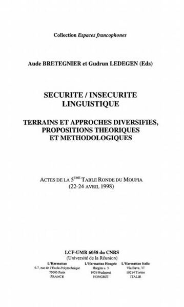 Produktbild: Securite / insecurite linguistique