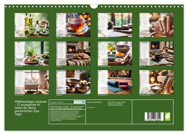 Produktbild: Wellnesstage zuhause - 12 anregende KI Ideen f&uuml;r deine pers&ouml;nlichen Spa Tage (Wandkalender 2026 DIN A3 quer), CALVENDO Monatskalender