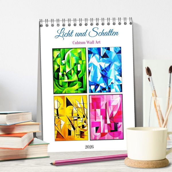 Produktbild: Licht und Schatten . Cubism Wall Art (Tischkalender 2026 DIN A5 hoch), CALVENDO Monatskalender