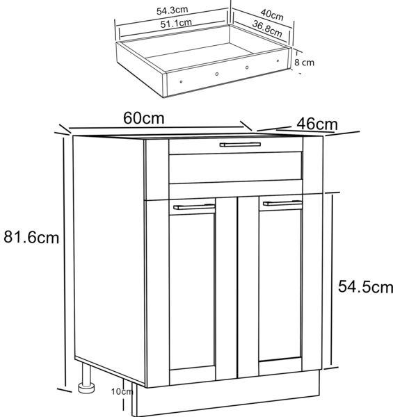 Produktbild: K&uuml;chenschrank 60 cm Unterschrank Schublade Colura