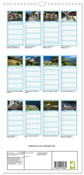 Produktbild: Familienplaner 2027 - Hallstatt und der Hallst&auml;tter See mit 5 Spalten (Wandkalender, 21 x 45 cm) CALVENDO