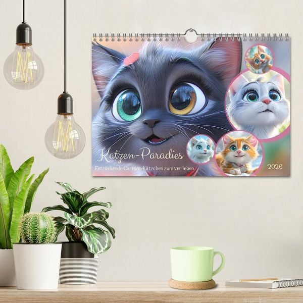 Produktbild: Katzen-Paradies. Entz&uuml;ckende Cartoon-K&auml;tzchen zum verlieben (Wandkalender 2026 DIN A4 quer), CALVENDO Monatskalender