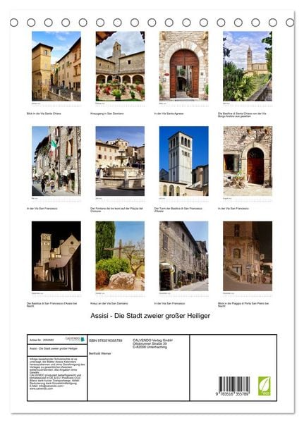 Produktbild: Assisi - Die Stadt zweier gro&szlig;er Heiliger (Tischkalender 2026 DIN A5 hoch), CALVENDO Monatskalender