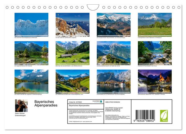 Produktbild: Bayerisches Alpenparadies (Wandkalender 2026 DIN A4 quer), CALVENDO Monatskalender