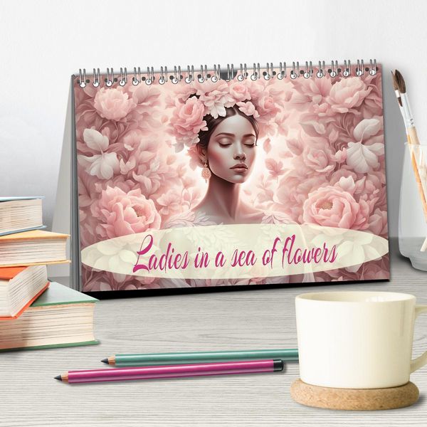 Produktbild: Ladies in a sea of flowers (Desk Calendar 2026 DIN A5 landscape), CALVENDO 12 Month DeskCalendar