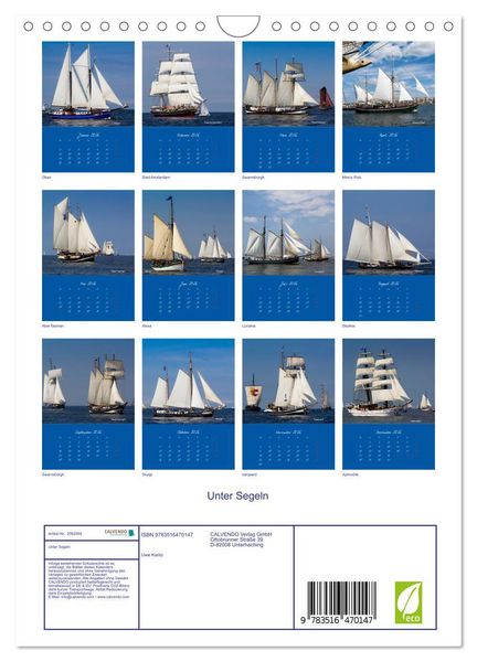 Produktbild: Unter Segeln (Wandkalender 2026 DIN A4 hoch), CALVENDO Monatskalender