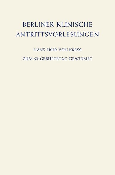 Produktbild: Berliner Klinische Antrittsvorlesungen