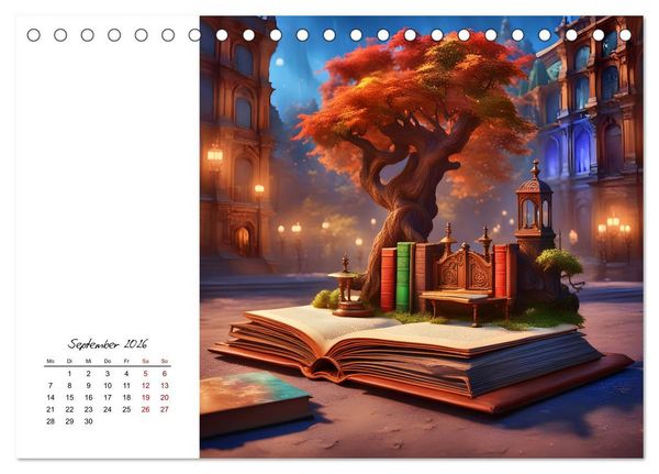 Produktbild: Fantastische surreale B&uuml;cherwelten (Tischkalender 2026 DIN A5 quer), CALVENDO Monatskalender