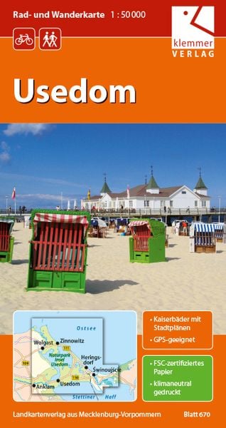 Rad- und Wanderkarte Usedom, Sonstige von , Klemmer-Verlag, 978-3-940175-09-0
