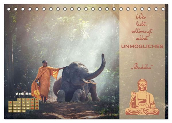 Produktbild: Erleuchtende Worte, Lebensweisheiten von Gautama Buddha by VogtArt (Tischkalender 2026 DIN A5 quer), CALVENDO Monatskalender