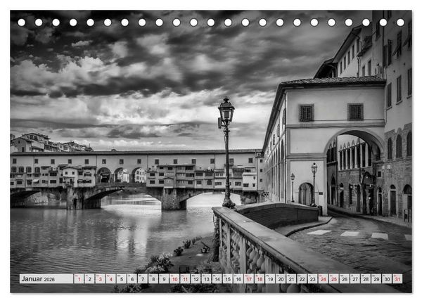 Produktbild: FLORENZ Monochrome Impressionen (Tischkalender 2026 DIN A5 quer), CALVENDO Monatskalender