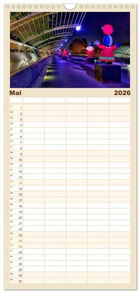 Produktbild: Familienplaner 2026 - Moderne Architektur in Valencia mit 5 Spalten (Wandkalender, 21 x 45 cm) CALVENDO