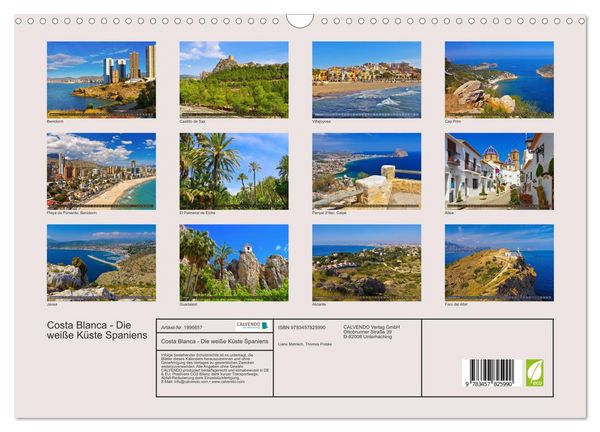 Produktbild: Costa Blanca - Die wei&szlig;e K&uuml;ste Spaniens (Wandkalender 2026 DIN A3 quer), CALVENDO Monatskalender