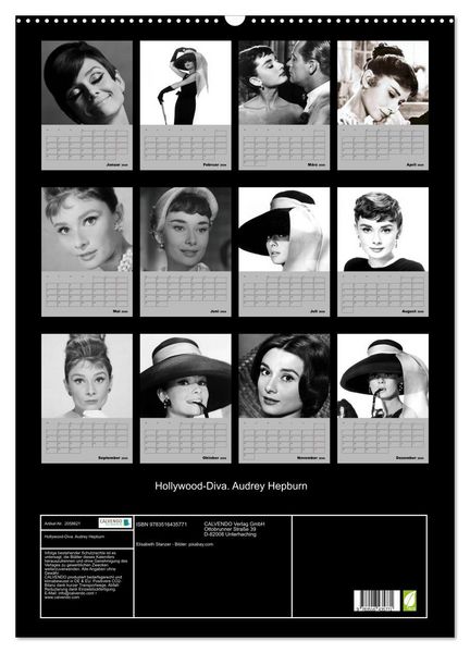 Produktbild: Hollywood-Diva. Audrey Hepburn (Wandkalender 2026 DIN A2 hoch), CALVENDO Monatskalender