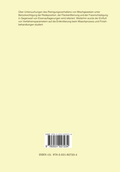 Produktbild: Untersuchungen zur Optimierung des Wasch- und Finishverhaltens von Mischgeweben aus Polyester/Baumwolle