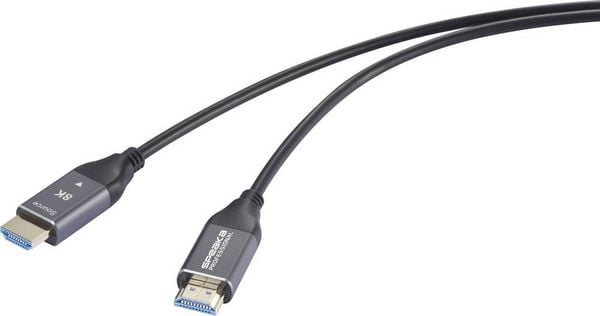 SpeaKa Professional HDMI / Glasfaser Anschlusskabel HDMI-A Stecker, HDMI-A Stecker 60m Schwarz SP-12842680 8K UHD, AOC Aktives
