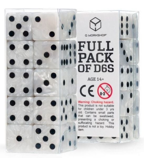 Q-Workshop QWO98437 - Full Pack of D6: Pearl&Black, Würfel (16mm), 20-teilig