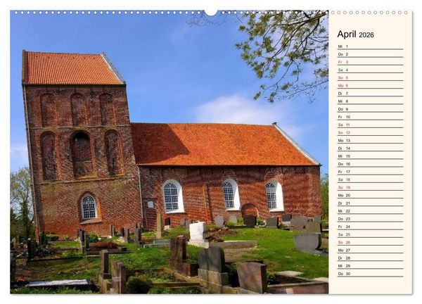 Produktbild: Kirchen in Ostfriesland (hochwertiger Premium Wandkalender 2026 DIN A2 quer), Kunstdruck in Hochglanz