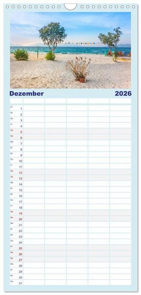 Produktbild: Familienplaner 2026 - Insel Kos - Str&auml;nde mit 5 Spalten (Wandkalender, 21 x 45 cm) CALVENDO