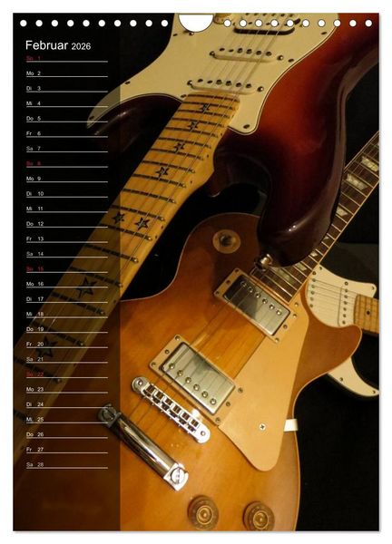Produktbild: ROCKGITARREN in Szene gesetzt / Geburtstagskalender (Wandkalender 2026 DIN A4 hoch), CALVENDO Monatskalender