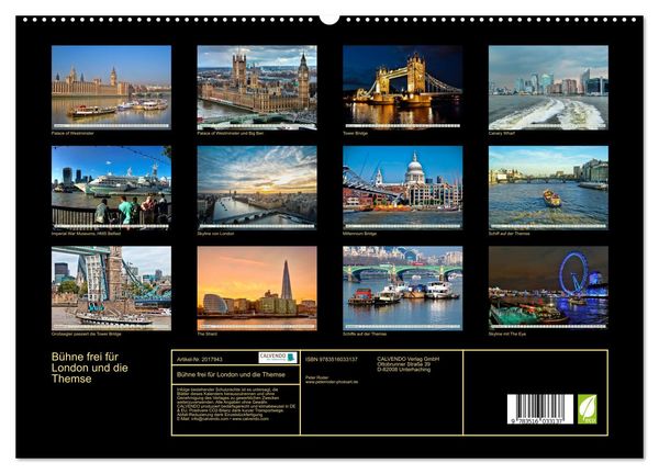 Produktbild: B&uuml;hne frei f&uuml;r London und die Themse (hochwertiger Premium Wandkalender 2026 DIN A2 quer), Kunstdruck in Hochglanz