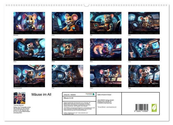 Produktbild: M&auml;use im All (hochwertiger Premium Wandkalender 2026 DIN A2 quer), Kunstdruck in Hochglanz
