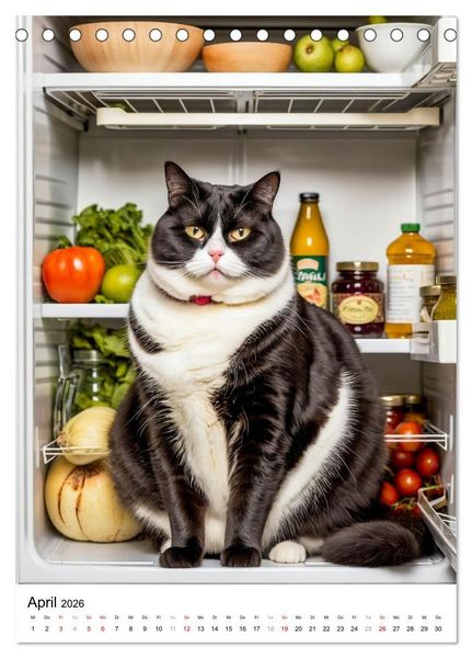 Produktbild: FETTE KATZEN - Foodporn auf vier Pfoten (Tischkalender 2026 DIN A5 hoch), CALVENDO Monatskalender