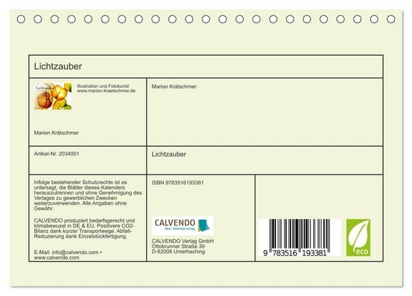 Produktbild: Lichtzauber (Tischkalender 2026 DIN A5 quer), CALVENDO Monatskalender