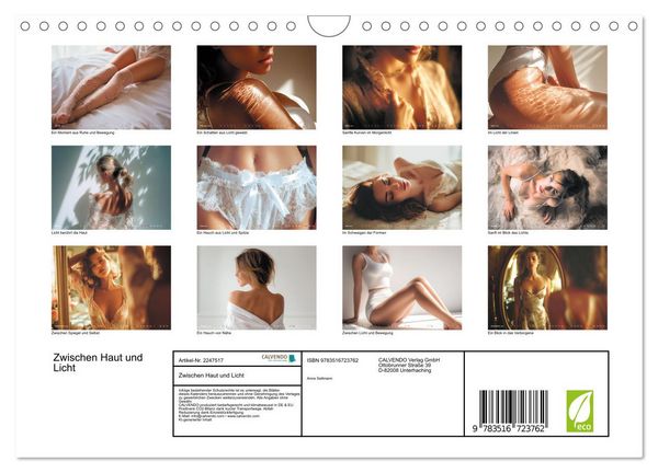Produktbild: Zwischen Haut und Licht (Wandkalender 2026 DIN A4 quer), CALVENDO Monatskalender
