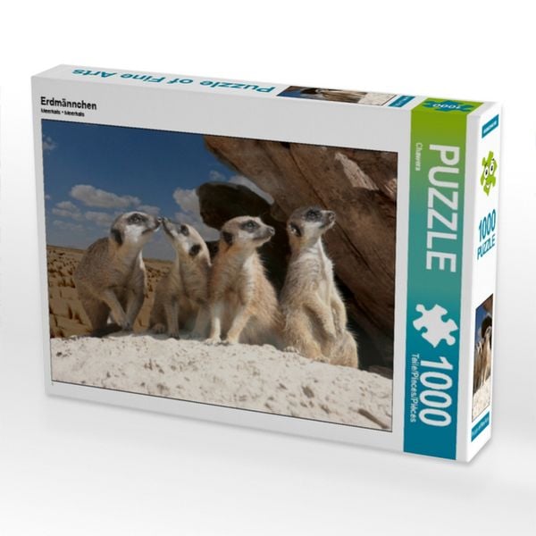 CALVENDO Puzzle Erdmännchen in der Wüste | 1000 Teile Lege-Größe 64x48cm Foto-Puzzle für glückliche Stunden
