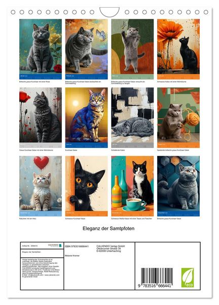 Produktbild: Eleganz der Samtpfoten (Wandkalender 2026 DIN A4 hoch), CALVENDO Monatskalender