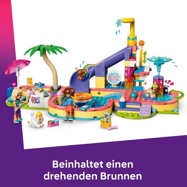 Produktbild: LEGO Friends 42676 Lustiger Tag im Wasserpark, Bauset mit 2 Spielfiguren und 4 Spielzeugtieren