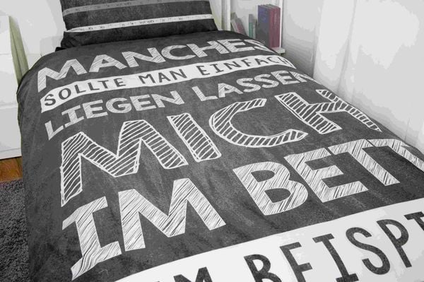 Produktbild: Young Collection 4459220050 - Spr&uuml;che Bettw&auml;sche, 80x80 cm + 135x200 cm, 100% Baumwolle