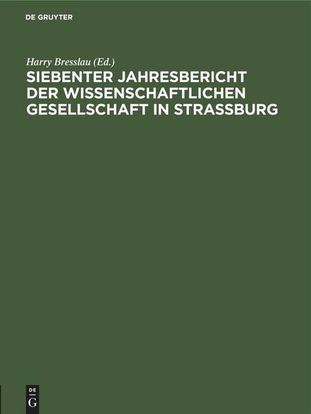 Produktbild: Siebenter Jahresbericht der Wissenschaftlichen Gesellschaft in Strassburg