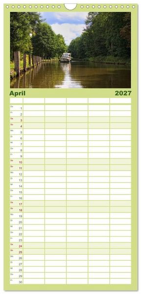 Produktbild: Familienplaner 2027 - Mecklenburgische Seenplatte - zum Tr&auml;umen sch&ouml;n mit 5 Spalten (Wandkalender, 21 x 45 cm) CALVENDO