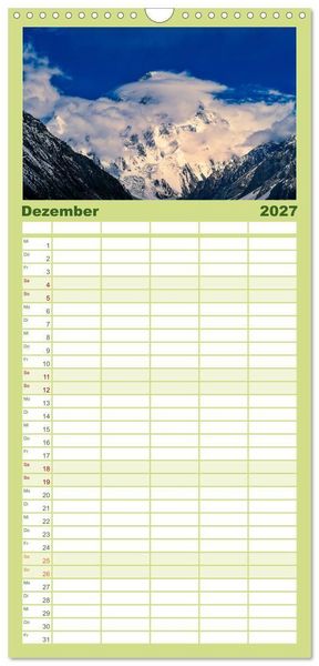 Produktbild: Familienplaner 2027 - Berge des Karakorum mit 5 Spalten (Wandkalender, 21 x 45 cm) CALVENDO
