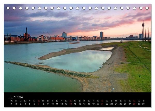 Produktbild: D&uuml;sseldorf Abendstimmungen und Nachtansichten (Tischkalender 2026 DIN A5 quer), CALVENDO Monatskalender