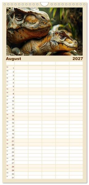 Produktbild: Familienplaner 2027 - Dino-Babys mit 5 Spalten (Wandkalender, 21 x 45 cm) CALVENDO