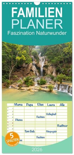 Produktbild: Familienplaner 2026 - Faszination Naturwunder mit 5 Spalten (Wandkalender, 21 x 45 cm) CALVENDO
