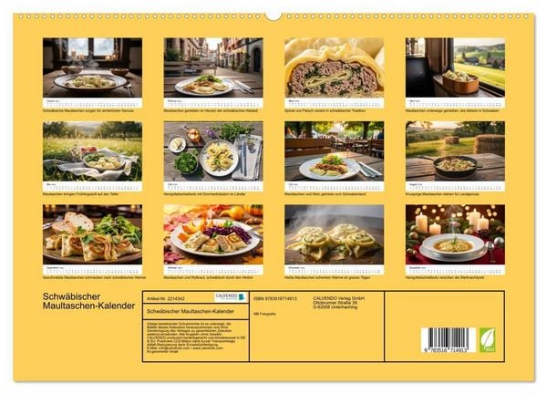 Produktbild: Schw&auml;bischer Maultaschen-Kalender (hochwertiger Premium Wandkalender 2026 DIN A2 quer), Kunstdruck in Hochglanz