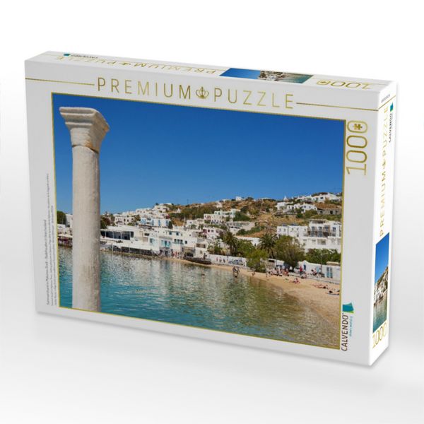 Produktbild: CALVENDO Puzzle Sommerstrand in Mykonos-Stadt - Badefreuden in Griechenland | 1000 Teile Lege-Gr&ouml;&szlig;e 64x48cm Foto-Puzzle f&uuml;r gl&uuml;ckliche Stunden