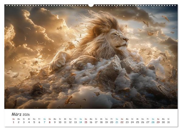 Produktbild: Die St&auml;rke der L&ouml;wenw&auml;chter (Wandkalender 2026 DIN A2 quer), CALVENDO Monatskalender